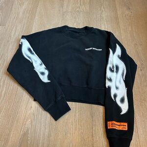 Heron Preston Black and White Flame Sweater size M